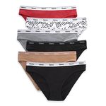 Hanes Women's Originals Bikini Panties, Stretch Cotton Underwear, Basic Assorted Colors, 6-Pack Style, Shelton Red, Star Print, Concrete Pe Heather, Black, Deep Glow, Black, M (Pack of 6)