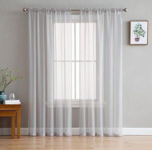 HLC.ME Silver Grey Sheer Voile Window Treatment Rod Pocket Curtain Panels for Bedroom and Living Room (54 x 84 inches Long, Set of 2)