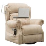 Elite Care Stanbury dual motor riser recliner chair with table, USB charger and reading lamp (Fabric, Dune)