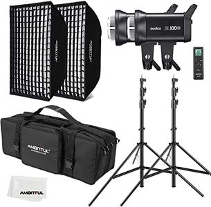 GODOX SL100Bi 2X 100W Dual Color Temperature LED Video Light + 60 x 90 cm Softbox, Light Stand, Honeycomb Grid, With Remote Control Suitable for film studios, photo studios