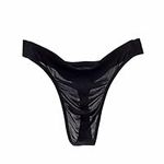 Seamless Free Breathing Male Smooth Ice Silk Gstrings and Thongs Underwear Men Brief, Black, Large