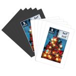 Mat Board Center, 10 Pack Pre-Cut 5x7 Picture Mats for 4x6 Photos/Prints - Acid Free, Bevel Cut, White Core, 4-Ply Thickness (White & Black)