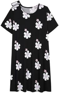 AVIIER Hospital Gowns for Women Open Back Adaptive Clothing Nightgowns Post Shoulder Surgery Dress Black Flower L