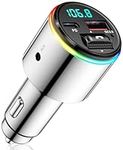 Babacom Bluetooth 5.3 FM Transmitter for Car, 【All-metal】 Dual-Purpose Bluetooth Car Adapter with Aux Port, 【QC3.0 18W & PD 30W】 Car Radio Bluetooth Receiver for Hands-Free Call, Dual 7-Color Backlit