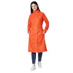 ZEEL Rain Coat for Women Waterproof High Neck Polyester Rainwear with Adjustable Drawstring and Pocket, Hooded Long Rain Coat Jacket with Belt,Diva