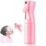 Leaflai Ultra Fine Mist Spray Bottle - Continuous Hair Water Spray Bottle - Mist bottle sprayer for Hair, Home Cleaning, Salons, Gardening, Body Care & More (Pink)
