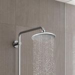 Ruhe® Atom ABS Overhead Shower with Chrome Finish | 6 Inches Rain Shower for Bathrooms | Round Showerhead with Easy-to-Clean Silicone Nozzles | WITHOUT SHOWER ARM