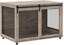 PawHut Dog Crate Furniture, Dog Cage End Table with Sliding Barn Door, Dog Pet Kennel for Extra Large Dogs, 118 x 75.5 x 82cm, Walnut Brown