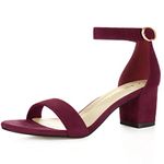 Allegra K Women's Open Toe Block Heel Ankle Strap Sandals Burgundy 5 UK/Label Size 7 US