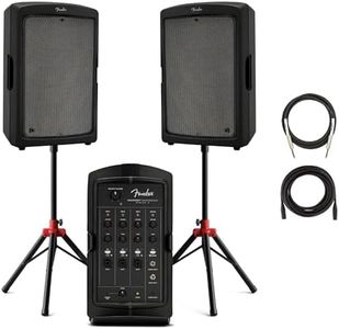 Fender Passport Conference S2 Portable PA System Bundle with Compact Speaker Stands, XLR Cable, and Instrument Cable