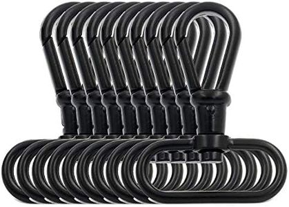 BIKICOCO 1-1/2'' Swivel Trigger Round Head Snap Hook Lobster Claw Clasp Spring Loaded Clip, Black - Pack of 10