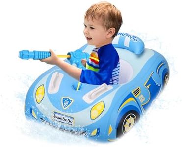 Toddler Pool Float Toddler Floaties with Water Gun Baby Pool Float Car Floaties Pool Floats for Toddlers 1-3 Baby Swim Float with Water Cannon Gun for Kids Age1-5 Inflatable Boat Ride-on for Boy Girl