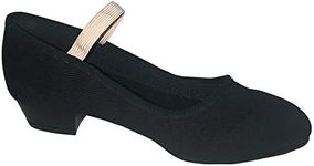 Danzcue Adult Canvas Elastic Strap Character Teacher Shoes, Black, 9