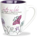 Pavilion Gift Company 66351 Mark My Words-Sister in Law Purple Floral Butterfly Large Coffee Tea Mug, Ceramic