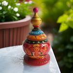 Salvus APP SOLUTIONS Long Round Ganesh Print Sindoor Box/Kumkum Dani, Decorative Pill Box For Women, Pooja Ghar, Jewellery Box & Home Decor (3x6 Inch)