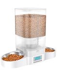 HoneyGuaridan Automatic Cat Feeder for 2 Cats, Equally Distributed Cat Feeder Timer Dispenser with 4-stage Seal Lock Fresh, 10s Voice Recording, Up to 6 Meals a Day - for Multi-Cats & Dogs (5L)