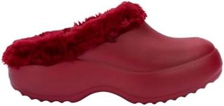 Melissa Free Clog Platform with Faux Fur, Red, 10