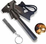 TrekEaze Fire Striker Starter Kit - Ferrocerium Flint Camping Emergency Firestarter with Survival Whistle