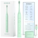 Ordo Sonic+ Electric Toothbrush for Adults, Advanced Smart Tech, 4 Brushing Modes, Fast Rechargeable Sonic Toothbrush, 4+ Weeks Battery Life, Silicone-Polishing Element, USB Charger, Mint Green