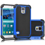 Galaxy S5 Case, Tekcoo(TM) [Tmajor Series] [Blue/Black] Shock Absorbing Hybrid Rubber Plastic Impact Defender Rugged Slim Hard Case Cover Shell for Samsung Galaxy S5 S V I9600 GS5 All Carriers