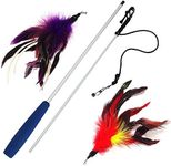 Pet Fit For Life Cat Wand Toy - Irresistible Cat Flirt Pole - Ultimate Feather Teaser for Indoor Cats - Safe & Durable for Interactive Play