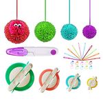 Pompom Makers, 4 Sizes Fluff Ball Weaver Needle Pompom Maker Sets-DIY Pompoms Craft Doll Making Kits Contain 1pcs Scissors + 10pcs Knitting Stitch Markers + 10pcs Plastic Needles(25)