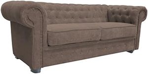 Sofabed Venus Stylish 3 Seater 2 Seater Ocean Brown Cream Settee Chesterfield Style (3seater, Brown)