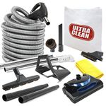 Ultra Clean Central Vacuum Kit with Powerhead, Hose and Tools for Beam Electrolux Nutone Hayden fits All Brands (Black, 30 ft)