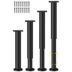 Wlrrcwdttc 4 Pcs Adjustable Height Bed Support Legs for Bed Frame/Bed Center Slat, Metal Adjustable Furniture Legs 10-17 inch for Bed/Sofa/Cabinet/Couch/Dresser/Table, Heavy Duty Bed Replacement Legs