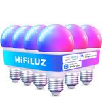 HIFILUZ Smart Light Bulbs 6 Pack, Work with Alexa and Google Assistant, LED Light Bulbs Color Changing with Timer, Bluetooth Music Sync, WiFi Bulbs with APP