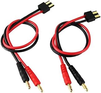 FLY RC 2pcs RC Lipo Battery Charge Cable with 4.0mm Gold Plated Banana Plug 14AWG Silicone Wire Compatible with Slash/Rustler/Stampede/Bandit/E Revo RC Car Charger Lead Lipo Battery