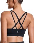 RUNNING GIRL Sports Bras for Women,Criss-Cross Back Padded Strappy Sports Bras Medium Support Workout Bra Push up(WX3049 Black L)