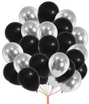 Black Silver Balloons 10 Inch Silver Black Balloons Happy Birthday Balloons Baby Shower Wedding Christmas Anniversary Bridal Cocktail Party Supplies 30 Pack