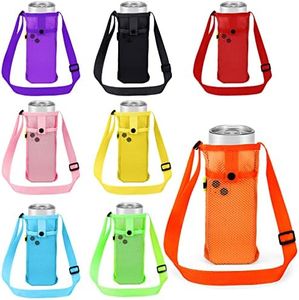 8 Pcs Water Bottle Sling Water Bottle Holder with Adjustable Shoulder Strap Water Bottle Carrier Bag Mesh Water Bottle Sleeve Carrier Pouch Holder for Walking Sports (Bright Colors, 11 x 4 Inch)