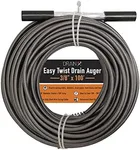 Drainx Easy Twist Drain Auger | Flexible Plumbing Cables for Cleaning Drainage Clogs Includes Storage Bag and Protective Gloves, 3/8" Diameter, 100 FT