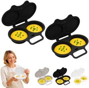 Dual Cavity Microwave Egg Poacher 2 Eggs with Lid Egg Cooker, Black*2