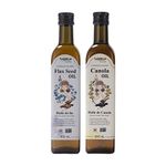 Canola & Flaxseed oil, Cold-Pressed Non-GMO & Gluten-Free for Cooking & Dressing, 500ml by Twinfood (Combo)