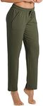 icyzone Sweatpants for Women - Active Joggers Athletic Yoga Lounge Pants with Pockets (L, Army)