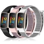 Haveda Band Compatible with Fitbit Charge 6/ Charge 5 Bands for Women Men, Nylon Velcro Replacement Fitbit Charge 6/ Charge 5 Bands, 3 Pack Breathable Sport Strap Wristband Fitness Tracker Accessories