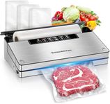 Bonsenkitchen Vacuum Sealer Machine, Food Sealer with 5 Modes, Globefish Technology for High-Speed Continuous Working, Built-in Cutter & Bag Storage, Include 100 Vacuum Bags & 1 Roll Bag, Black