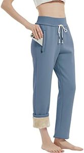 Gihuo Women's Sherpa Lined Sweatpants Winter Warm Fleece Lined Sweatpants with Pockets Fleece Jogger Pants Athletic (2#Blue-S)