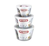 Pyrex SET OF 3 Cook & Freeze Glass Bowl Set With Lids 0.6L/1.1L/1.6L High Resistance Glass Freezer To Oven Dishes Round Serving Baking Cooking Storage Dishes