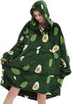 ABENCA A Wearable Blanket Hoodie Adult Oversized Sweatshirt Light Flannel Sherpa, Warm and Cozy, One Size Fits All.Avocado