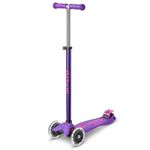 Micro Scooter | Maxi Micro Deluxe LED Kids Scooter | 5 to 12 Years | Boys & Girls | Lean-To-Steer Design | Handlebar Adjustable & Removable | Light Up LED Wheels | 50kg Weight Limit | Purple