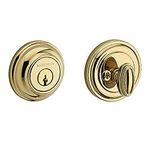 Baldwin Reserve SCTRD003S Single Cylinder Traditional Round Deadbolt with Smartkey Lifetime Brass Finish