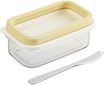 Akebono Sangyo ST-3007 Butter Case with Cutter and Butter Knife Included, Premium Cut Butter Case, Made in Japan