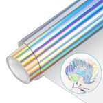 VINYL FROG HTV PU Metallic Holographic Silver Roll 30.5x155cm Iron on Vinyl Easy to Cut & Weed Heat Transfer Vinyl DIY Heat Press Design for T-Shirts