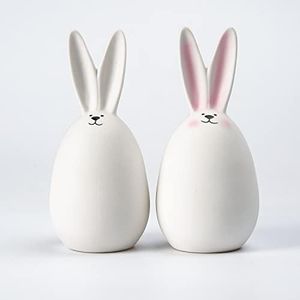 Ceramic White Rabbits Easter Bunny Rabbits Bunny Decoration Couple Rabbit Ornament, Porcelain Modern Art Home Decoration, Weddings Celebration Crafts Gift, Set of 2, Easter Decor
