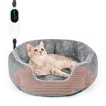 Lonepetu Heated Cat Bed Indoor, 18.5" Soft Heated Pet Bed for Indoor Cats with Timer and Temp Adjustable, Warming Cat Bed Heating Pad for Indoor Cats Kitten Old Cat Senior Cat