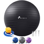 ROMIX Exercise Ball, 55cm 65cm 75cm Anti-burst Extra Thick Birthing Pregnancy Ball with Pump, Fitness Swiss Gym Yoga Ball for Labour Stability Pilates Balance Ball Workout Physical Therapy Home